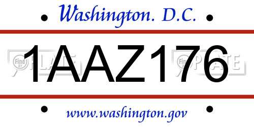 1AAZ176 District Of Columbia License Plate