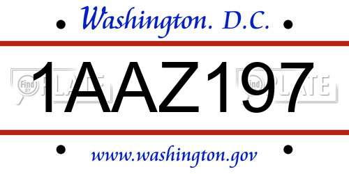 1AAZ197 District Of Columbia License Plate