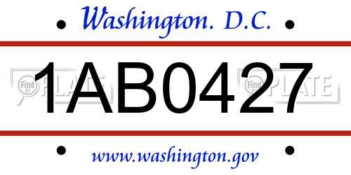 1AB0427 District Of Columbia License Plate