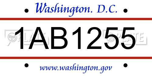 1AB1255 District Of Columbia License Plate