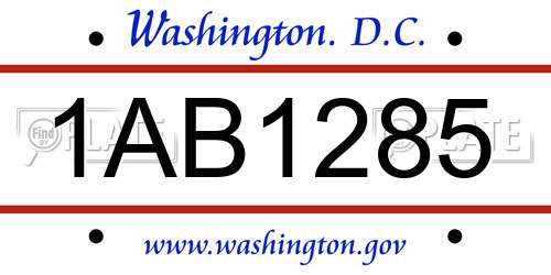 1AB1285 District Of Columbia License Plate