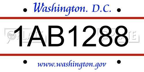 1AB1288 District Of Columbia License Plate