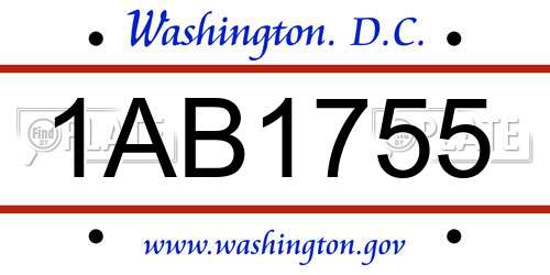 1AB1755 District Of Columbia License Plate