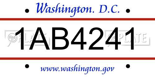 1AB4241 District Of Columbia License Plate
