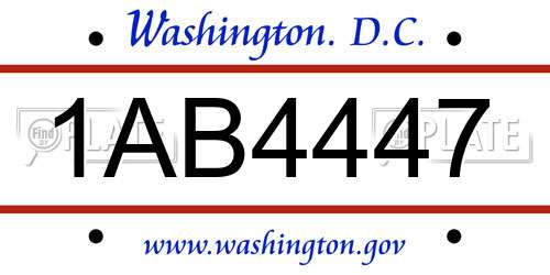 1AB4447 District Of Columbia License Plate