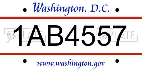1AB4557 District Of Columbia License Plate