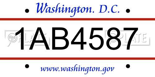 1AB4587 District Of Columbia License Plate