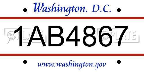 1AB4867 District Of Columbia License Plate