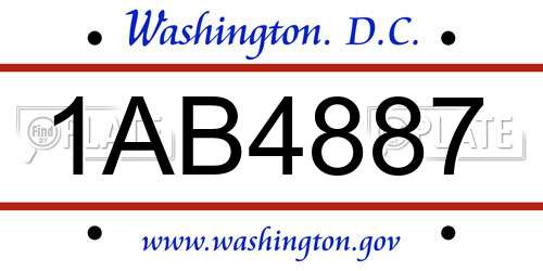 1AB4887 District Of Columbia License Plate