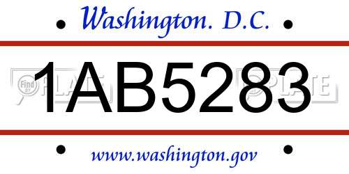 1AB5283 District Of Columbia License Plate