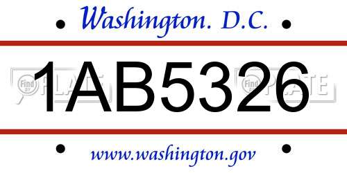 1AB5326 District Of Columbia License Plate