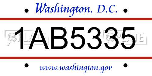 1AB5335 District Of Columbia License Plate
