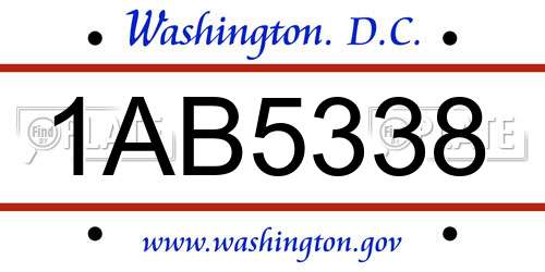 1AB5338 District Of Columbia License Plate