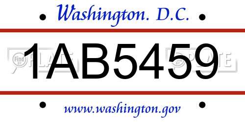 1AB5459 District Of Columbia License Plate
