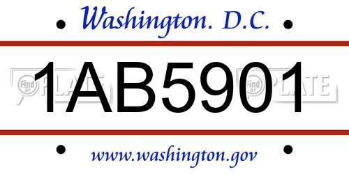 1AB5901 District Of Columbia License Plate
