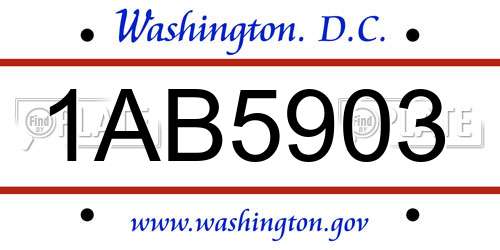 1AB5903 District Of Columbia License Plate