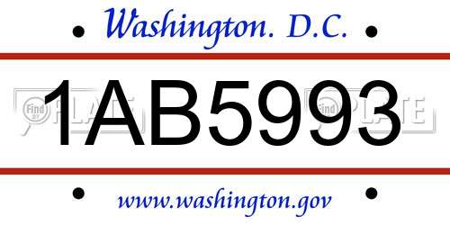 1AB5993 District Of Columbia License Plate