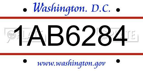 1AB6284 District Of Columbia License Plate