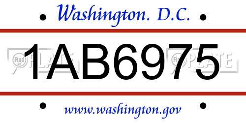 1AB6975 District Of Columbia License Plate