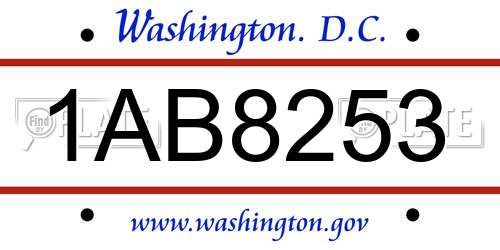 1AB8253 District Of Columbia License Plate