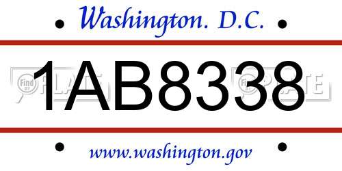 1AB8338 District Of Columbia License Plate