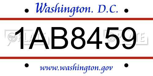 1AB8459 District Of Columbia License Plate