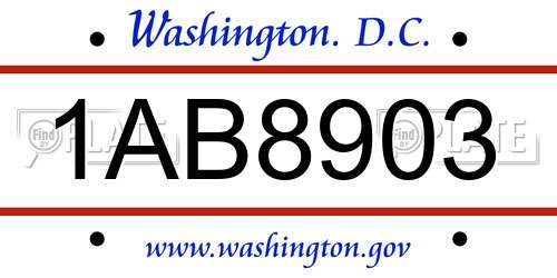 1AB8903 District Of Columbia License Plate