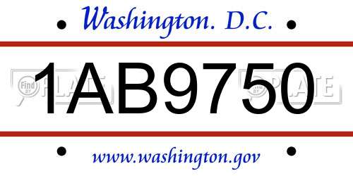1AB9750 District Of Columbia License Plate