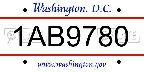 1AB9780 District Of Columbia License Plate