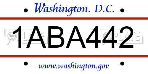 1ABA442 District Of Columbia License Plate