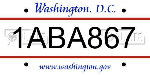 1ABA867 District Of Columbia License Plate