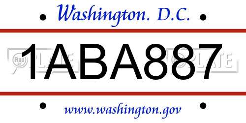 1ABA887 District Of Columbia License Plate