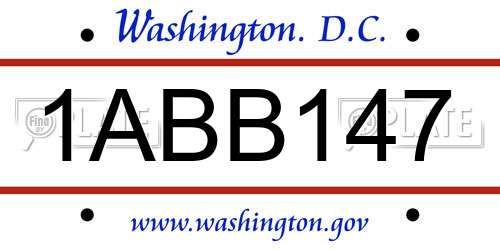 1ABB147 District Of Columbia License Plate
