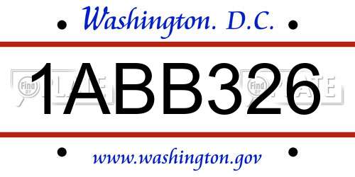 1ABB326 District Of Columbia License Plate