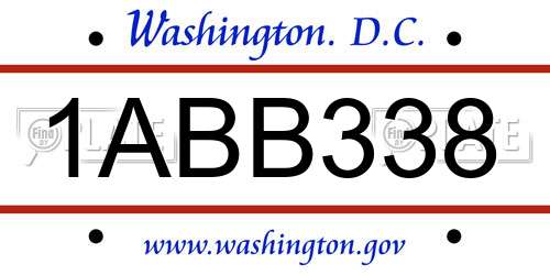 1ABB338 District Of Columbia License Plate