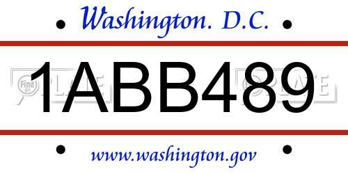 1ABB489 District Of Columbia License Plate