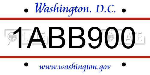 1ABB900 District Of Columbia License Plate