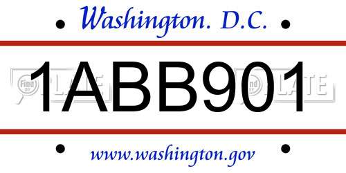 1ABB901 District Of Columbia License Plate