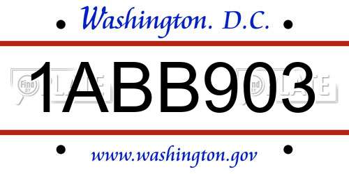 1ABB903 District Of Columbia License Plate