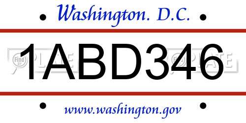 1ABD346 District Of Columbia License Plate