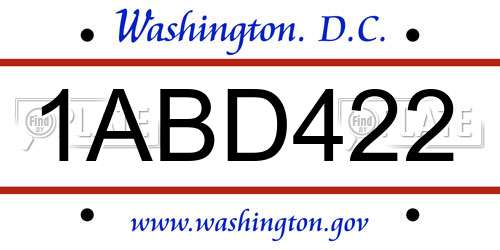 1ABD422 District Of Columbia License Plate