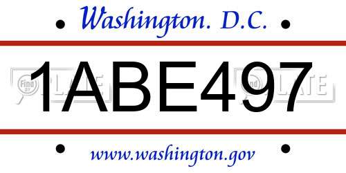 1ABE497 District Of Columbia License Plate