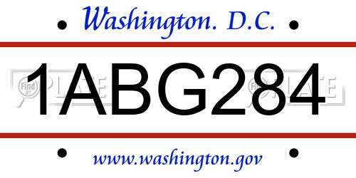1ABG284 District Of Columbia License Plate