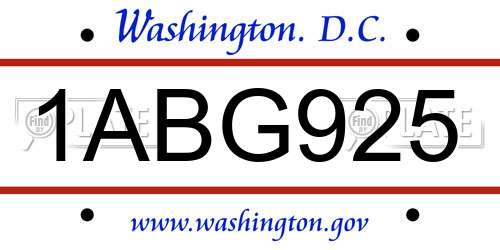 1ABG925 District Of Columbia License Plate
