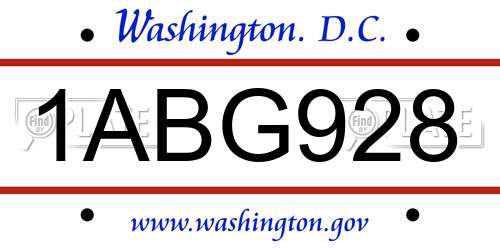 1ABG928 District Of Columbia License Plate