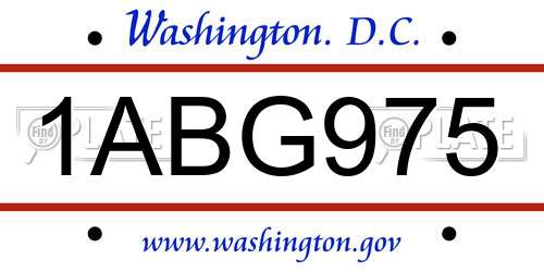 1ABG975 District Of Columbia License Plate