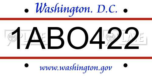 1ABO422 District Of Columbia License Plate