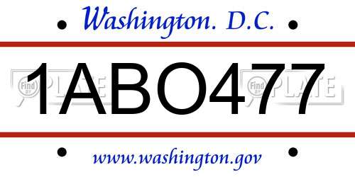 1ABO477 District Of Columbia License Plate