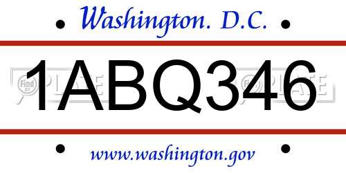 1ABQ346 District Of Columbia License Plate