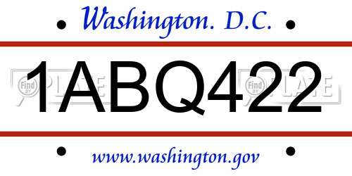 1ABQ422 District Of Columbia License Plate